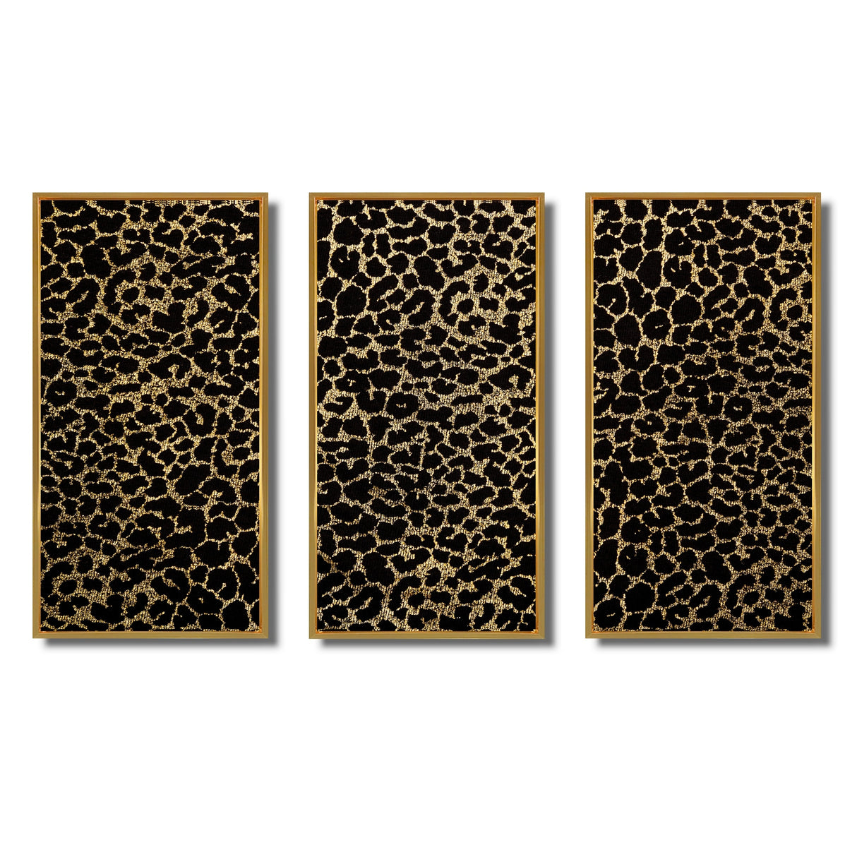 Designart "Leopard Fur Safari V" Mid-Century Modern Framed Artwork Set of 3 - 4 Colors of Frames
