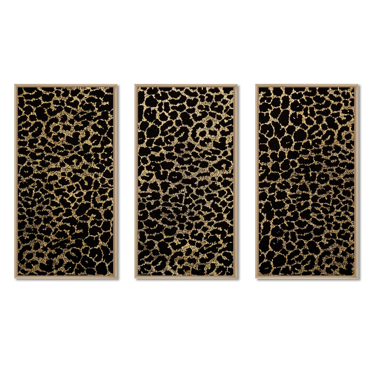 Designart "Leopard Fur Safari V" Mid-Century Modern Framed Artwork Set of 3 - 4 Colors of Frames