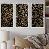 Designart "Leopard Fur Safari V" Mid-Century Modern Framed Artwork Set of 3 - 4 Colors of Frames