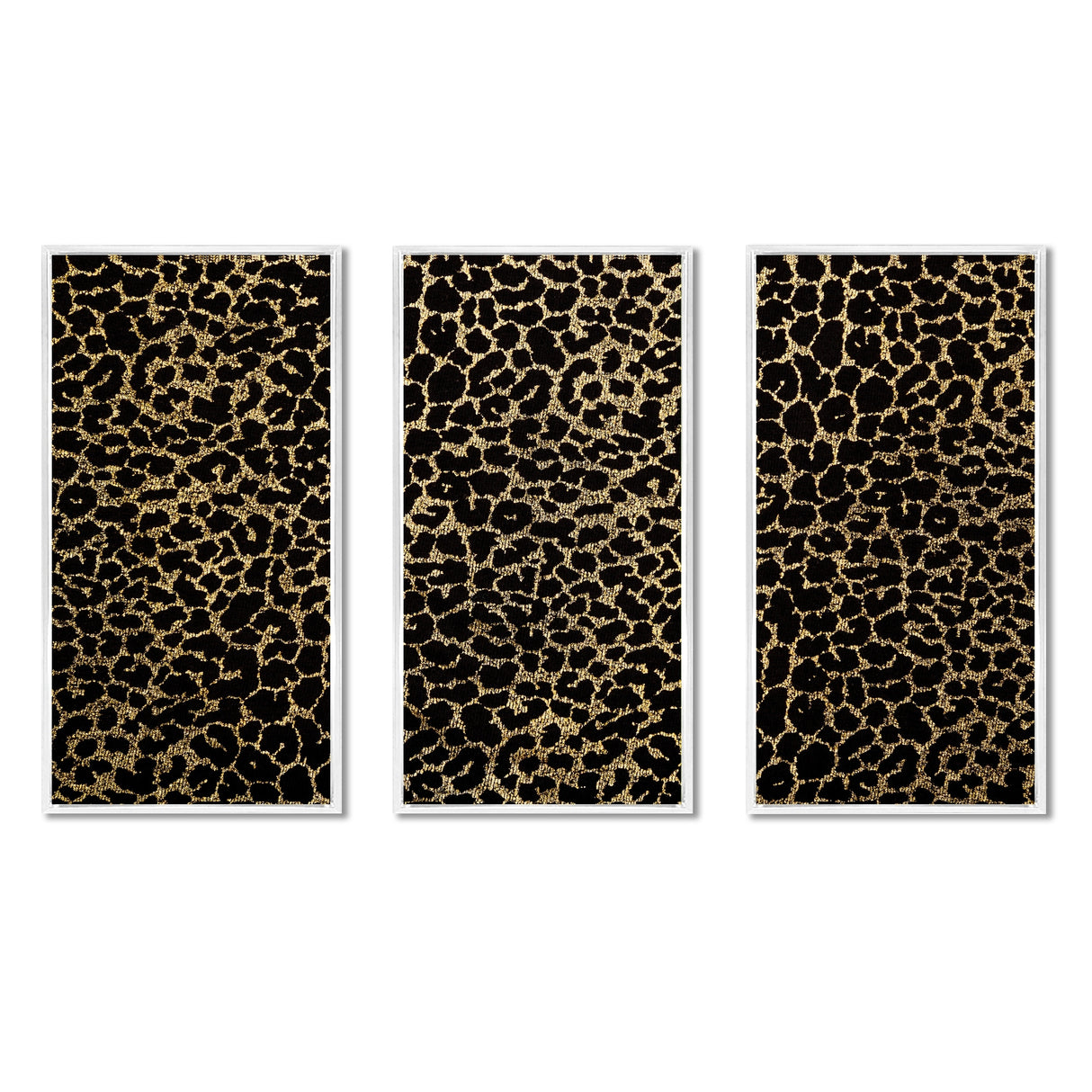 Designart "Leopard Fur Safari V" Mid-Century Modern Framed Artwork Set of 3 - 4 Colors of Frames