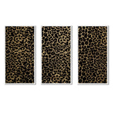 Designart "Leopard Fur Safari V" Mid-Century Modern Framed Artwork Set of 3 - 4 Colors of Frames