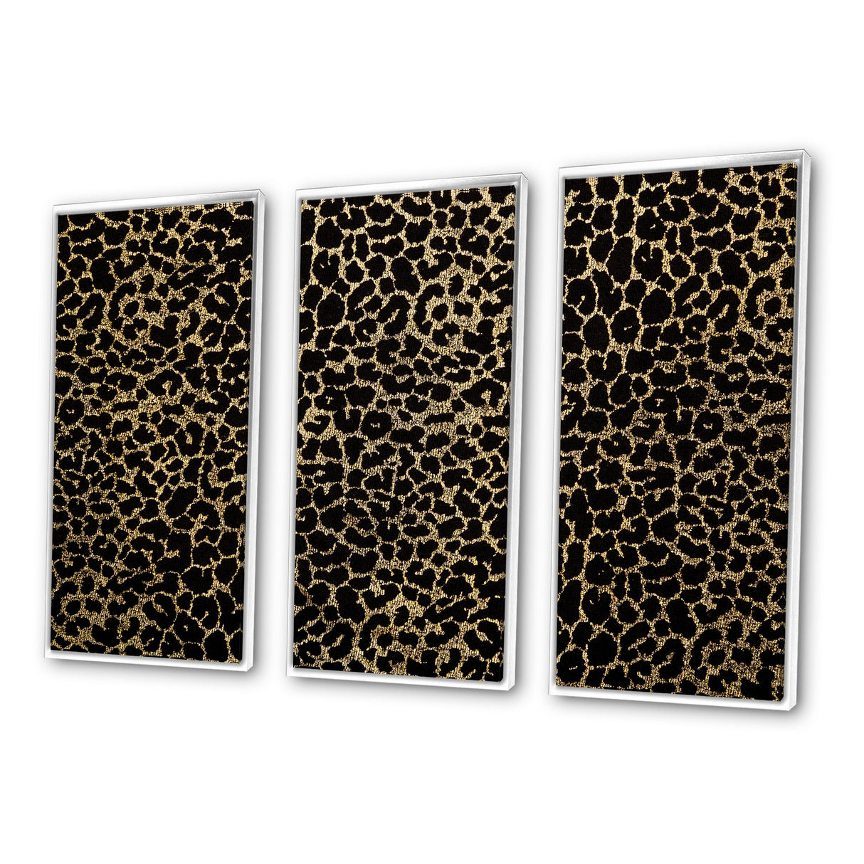 Designart "Leopard Fur Safari V" Mid-Century Modern Framed Artwork Set of 3 - 4 Colors of Frames