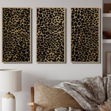 Designart "Leopard Fur Safari V" Mid-Century Modern Framed Artwork Set of 3 - 4 Colors of Frames