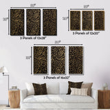 Designart "Leopard Fur Safari V" Mid-Century Modern Framed Artwork Set of 3 - 4 Colors of Frames