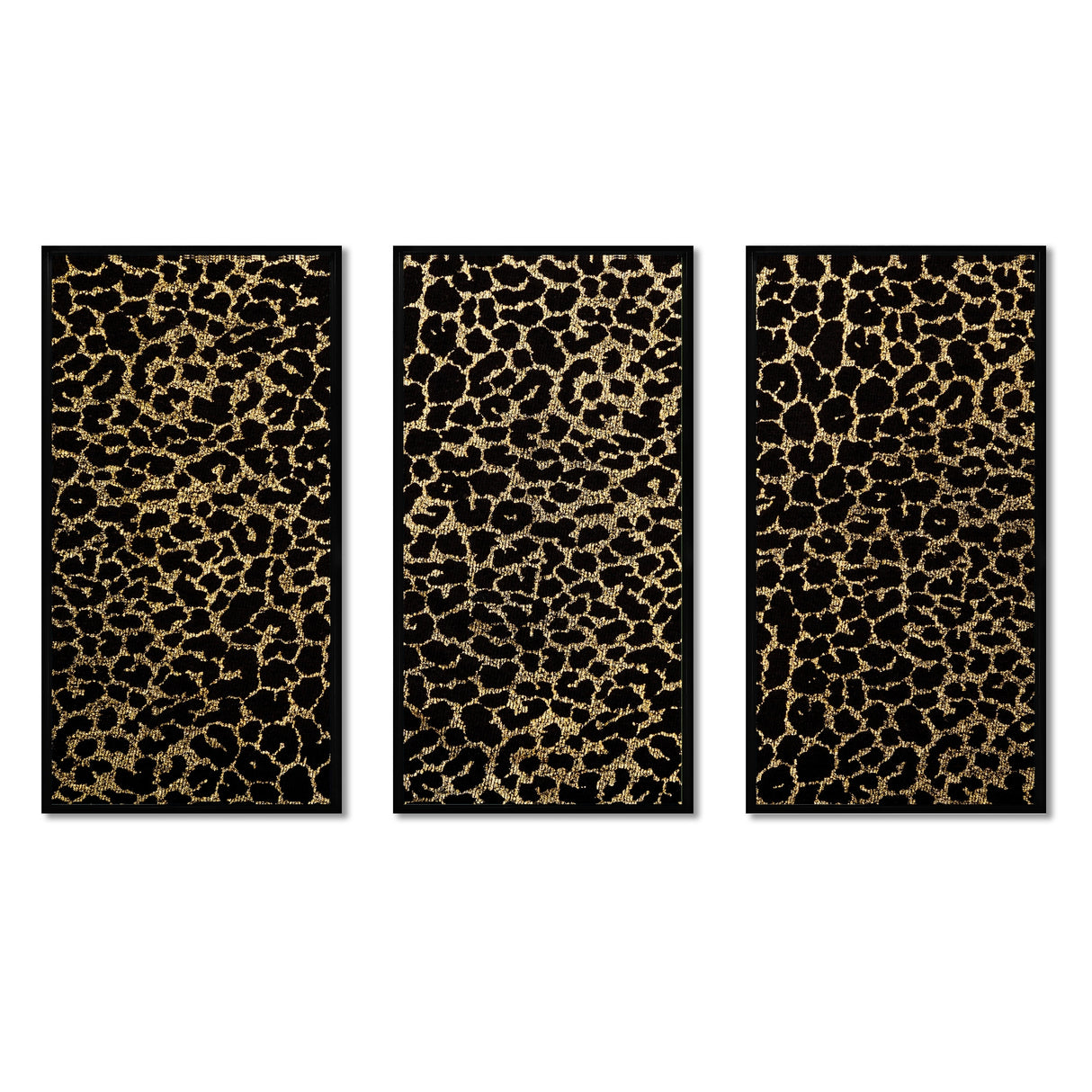 Designart "Leopard Fur Safari V" Mid-Century Modern Framed Artwork Set of 3 - 4 Colors of Frames