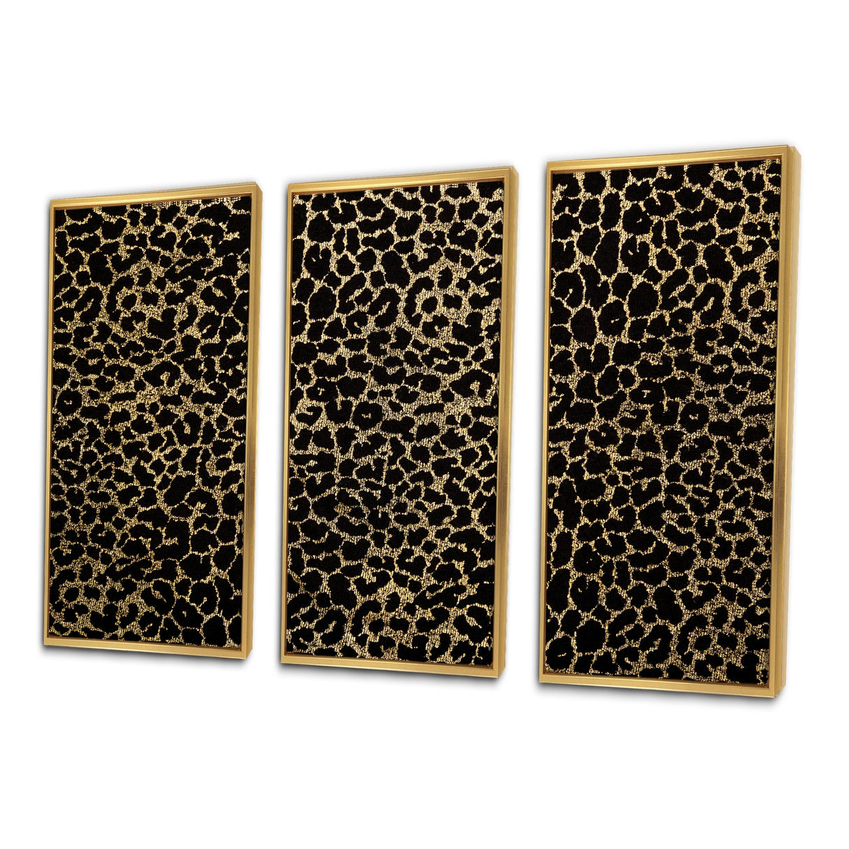 Designart "Leopard Fur Safari V" Mid-Century Modern Framed Artwork Set of 3 - 4 Colors of Frames
