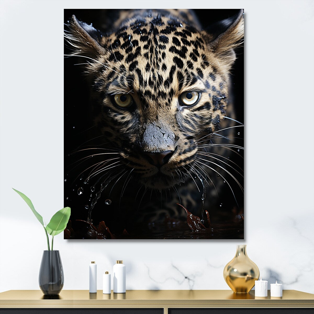 Designart "Leopard Mysterious Hunter I" Leopard/Cheetah Animal Wall Art
