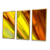 Designart "Light Green And Orange Sunshine" Modern Framed Art Set of 3 - 4 Colors of Frames