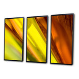 Designart "Light Green And Orange Sunshine" Modern Framed Art Set of 3 - 4 Colors of Frames