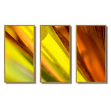 Designart "Light Green And Orange Sunshine" Modern Framed Art Set of 3 - 4 Colors of Frames