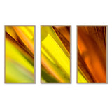 Designart "Light Green And Orange Sunshine" Modern Framed Art Set of 3 - 4 Colors of Frames