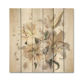 Designart "Lily Blossom Ballet I" Lilies Wood Wall Decor - Traditional Beige Wood Panel On Natural Pine Wood
