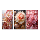 Designart "Liquid Flower Art Tender White And Light Pink IV" Abstract Shapes Pink - Gallery Set Of 3 For Office Decor