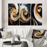 Designart "Liquid Gold Black And White Spiral Magic I" Abstract Spirals Gallery Wall Set Of 3 For Home Decor