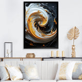 Designart "Liquid Gold Black And White Spiral Magic" Abstract Spirals Framed Wall Art Prints