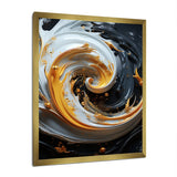 Designart "Liquid Gold Black And White Spiral Magic" Abstract Spirals Framed Wall Art Prints