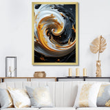 Designart "Liquid Gold Black And White Spiral Magic" Abstract Spirals Framed Wall Art Prints