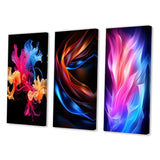 Designart "Liquid Ink Abstraction Pink Blue Orange" Abstract Liquid Ink Blue - Canvas Set Of 3 For Living Room Decor