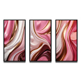 Designart "Liquid Pink & Gold Succulent Glam Art Alchemy IV" Abstract Shapes Frame Gallery Set Of 3 For Office Decor