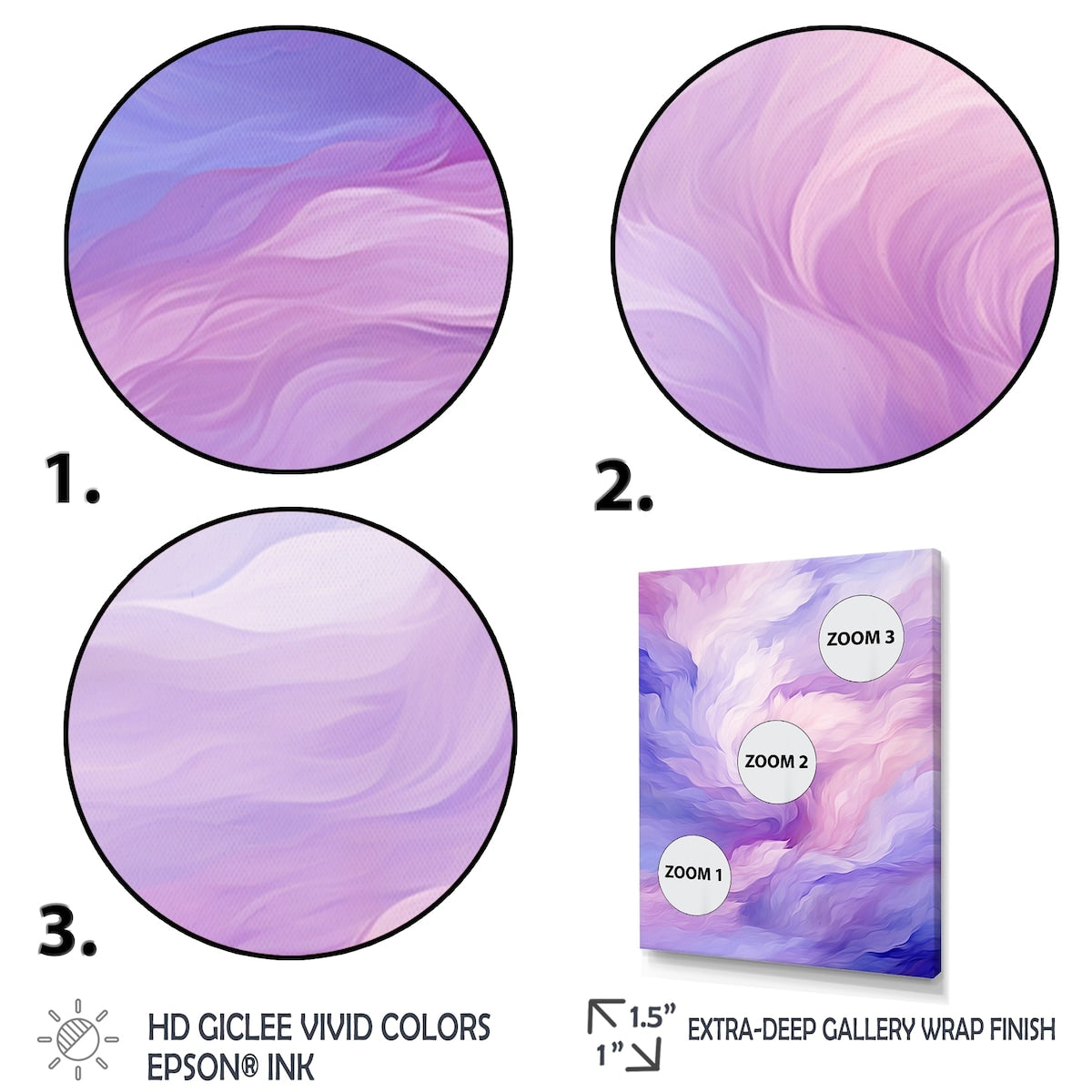 Designart "Liquid Purity Ink Wave Abstract In Purple Shades" Abstract Liquid Ink Framed Wall Decor