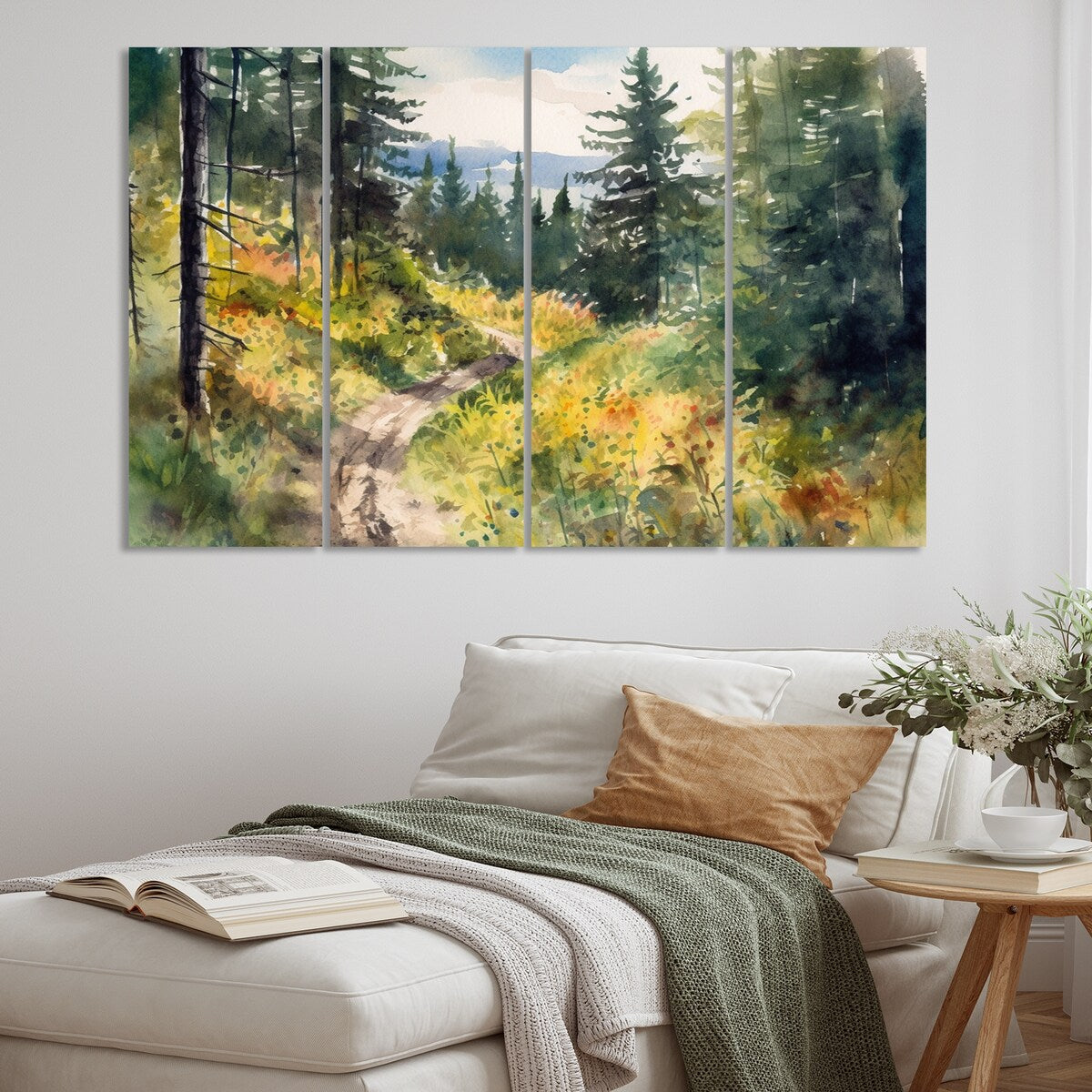 Designart "Little Road In Mountain Landscape VIII" Forest Multipanel Canvas Wall Art set