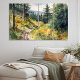 Designart "Little Road In Mountain Landscape VIII" Forest Multipanel Canvas Wall Art set