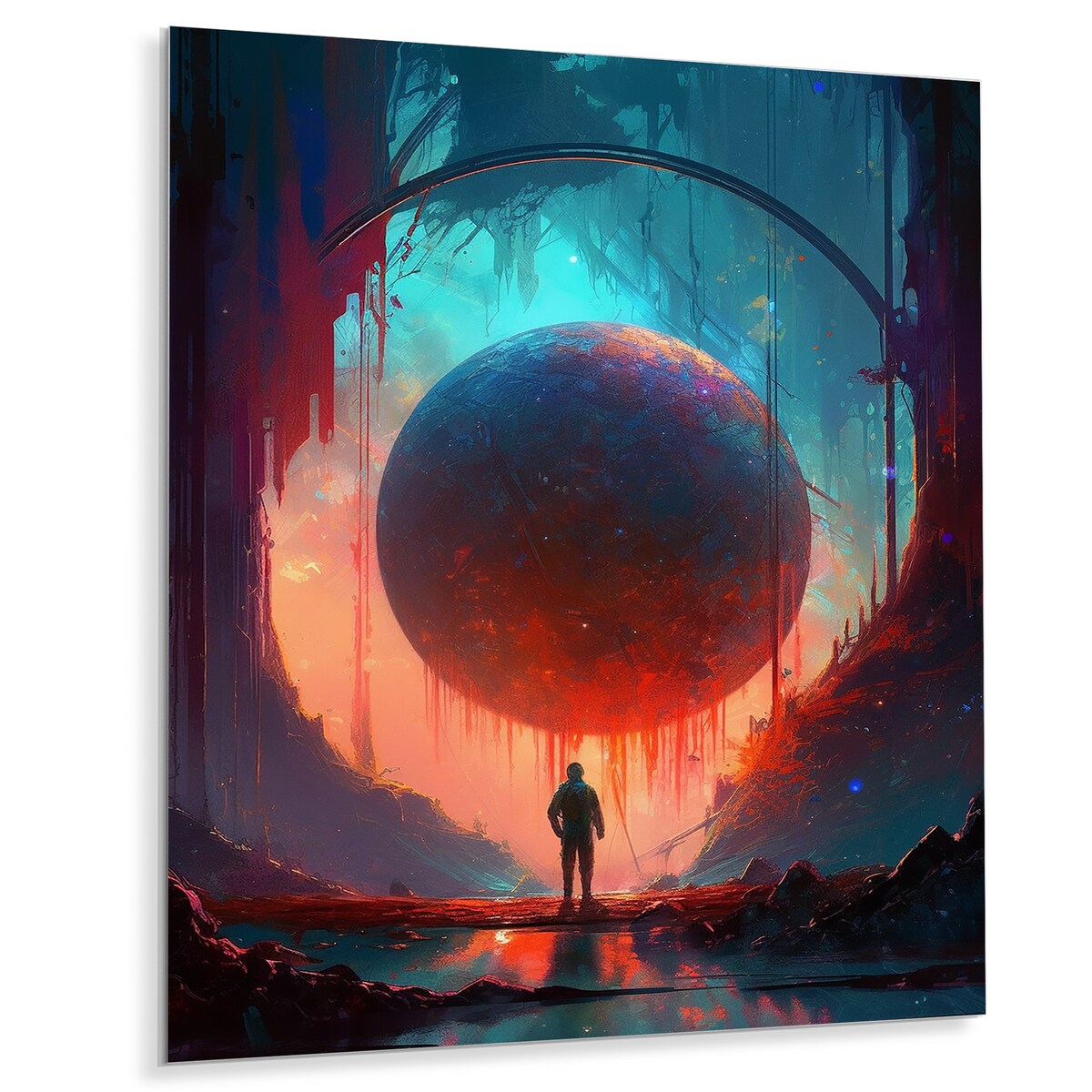 Designart "Living In The Galaxy V" City Futuristis Metal Wall Art