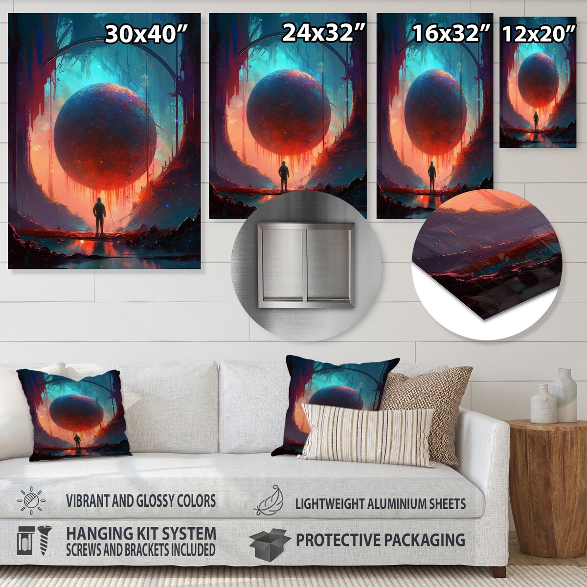 Designart "Living In The Galaxy V" City Futuristis Metal Wall Art