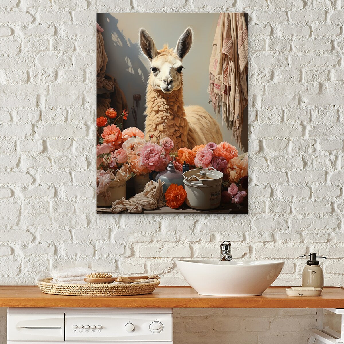 Designart "Llamas Laundry Day I" Laundry Wall Art