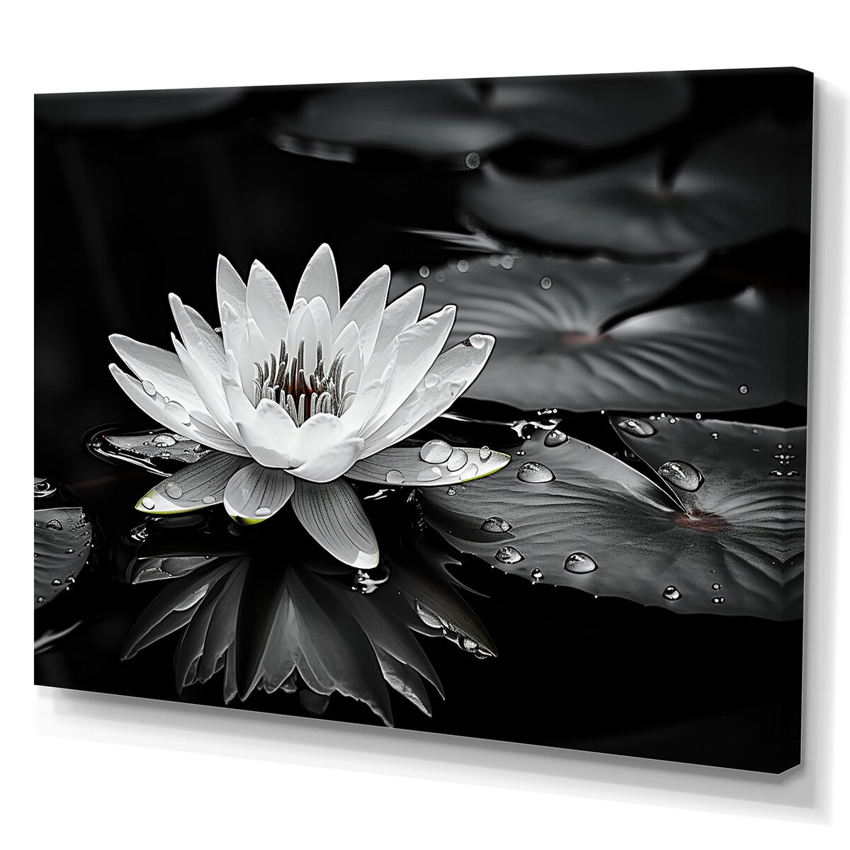 Designart "Lotus Bloom Between The Lilly Pads" Lotus Wall Art
