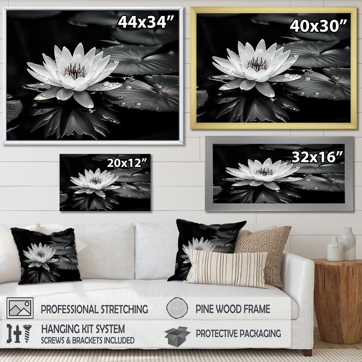 Designart "Lotus Bloom Between The Lilly Pads" Lotus Wall Art