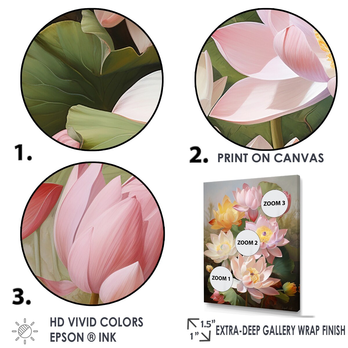 Designart "Lotus Exquisite Bouquet " Lotus Wall Art