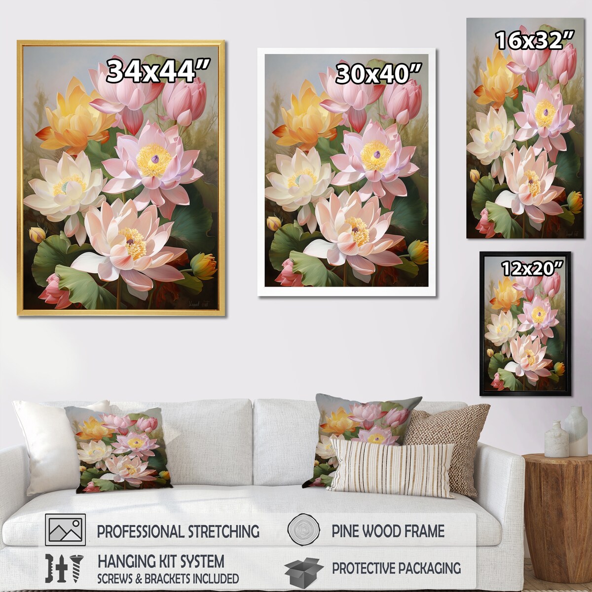Designart "Lotus Exquisite Bouquet " Lotus Wall Art
