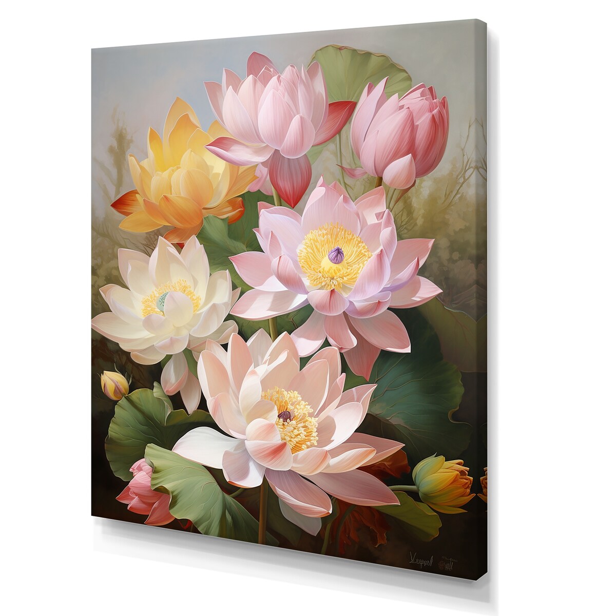 Designart "Lotus Exquisite Bouquet " Lotus Wall Art