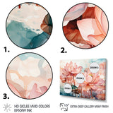 Designart "Lotus Pond Pink And Green China Ink" Pink China Art Set Of 5 Global Oversized Wall Decor Art For Living Room