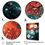Designart "Magical Red Tree Next To Full Moon River" Animals Owl Framed Wall Art Living Room