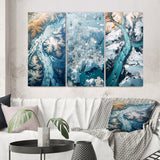 Designart "Majestic Aerial View Artic Rivers Icebergs II" Glacier Blue - Gallery Wall Set Of 3 For Home Decor