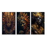 Designart "Majestic Glam Shaman Spiritual Wisdom III" Folk Religion Wall Art Set Of 3 - Gallery Wall Set For Home Decor