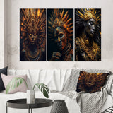 Designart "Majestic Glam Shaman Spiritual Wisdom III" Folk Religion Wall Art Set Of 3 - Gallery Wall Set For Home Decor
