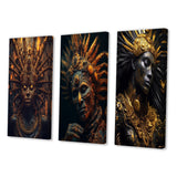 Designart "Majestic Glam Shaman Spiritual Wisdom III" Folk Religion Wall Art Set Of 3 - Gallery Wall Set For Home Decor