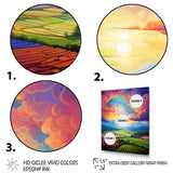 Designart "Majestic Sunset Over Idyllic Countryside" Abstract Painting Framed Canvas Art Print