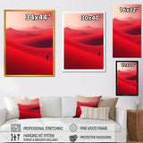 Designart "Man Solitude In Arid Red Desert III" Desert Wall Art Red - Global Wrapped Canvas For Hallway Décor