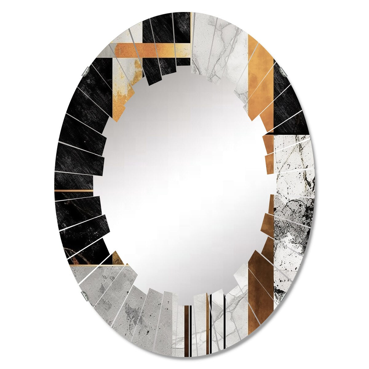 Designart "Marble Granite Agate With Touches Of Gold VII" Modern Geometric Wall Mirror