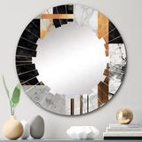 Designart "Marble Granite Agate With Touches Of Gold VII" Modern Geometric Wall Mirror