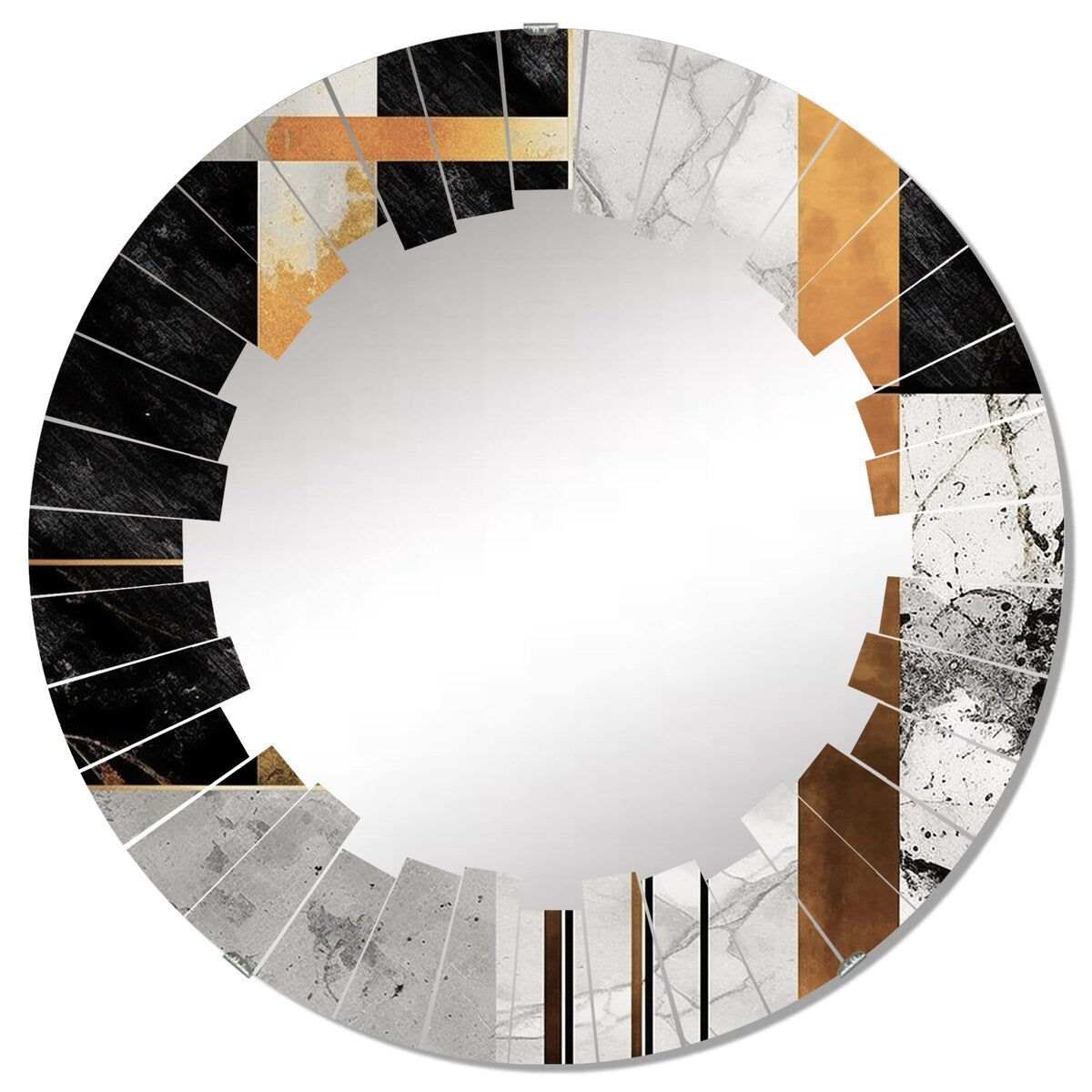 Designart "Marble Granite Agate With Touches Of Gold VII" Modern Geometric Wall Mirror
