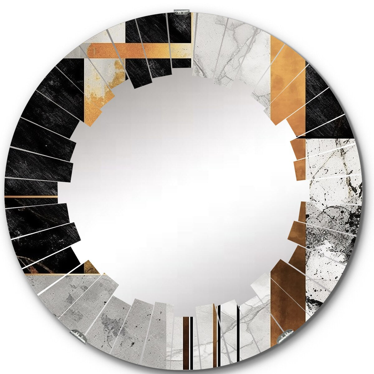 Designart "Marble Granite Agate With Touches Of Gold VII" Modern Geometric Wall Mirror