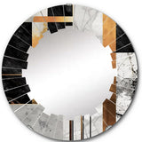 Designart "Marble Granite Agate With Touches Of Gold VII" Modern Geometric Wall Mirror