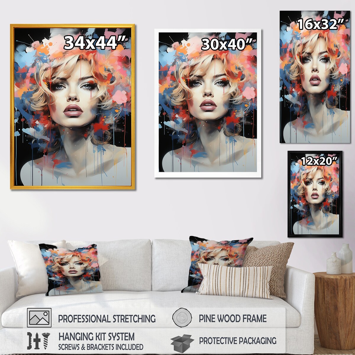 Designart "Marilyn Monroe Blooming Beauty" Fashion Woman Wall Décor Pink - Glam Print Art For Living Room