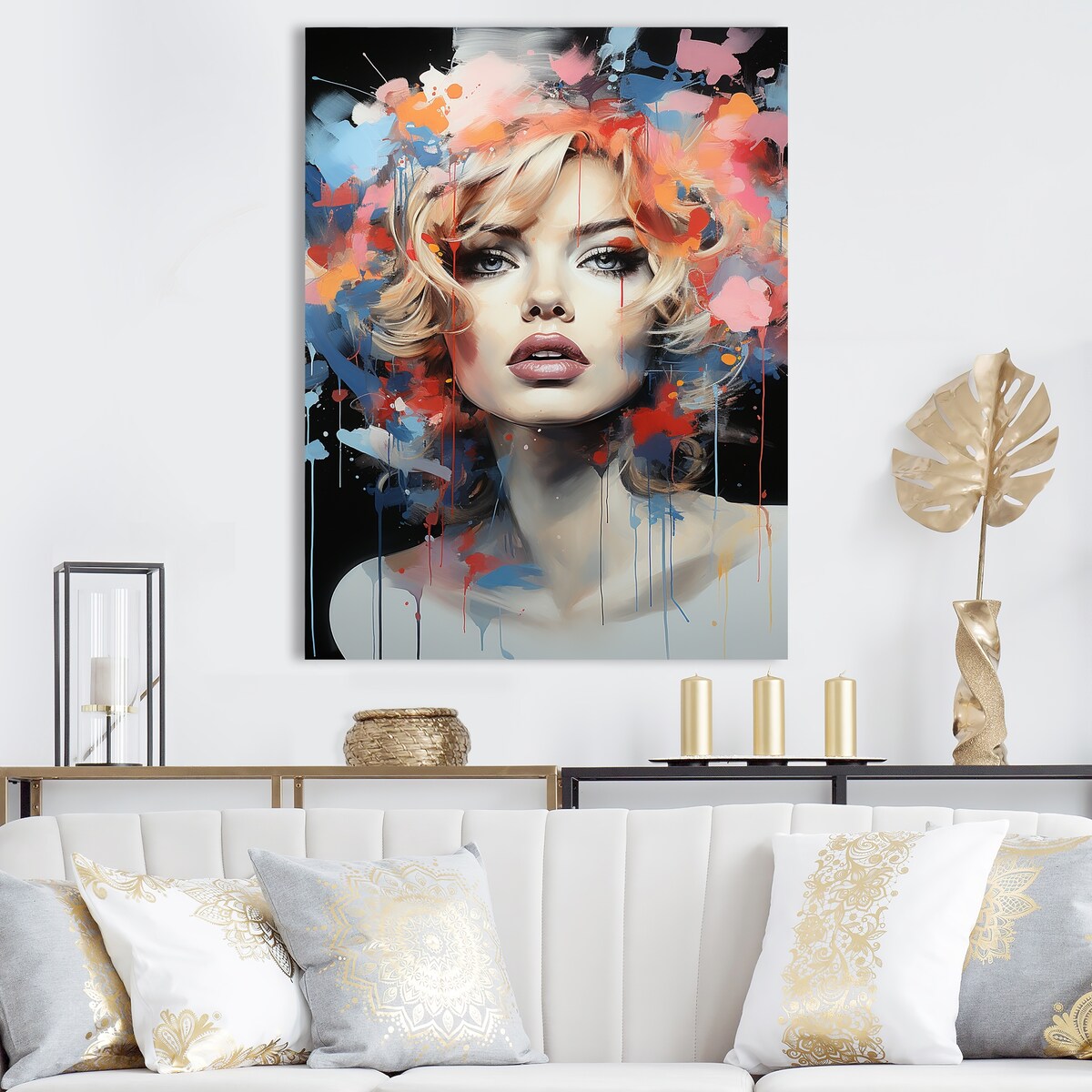 Designart "Marilyn Monroe Blooming Beauty" Fashion Woman Wall Décor Pink - Glam Print Art For Living Room