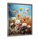 Designart "Meadow Contemporary Wildflowers Pointillism II" Meadow Framed Canvas Wall Art